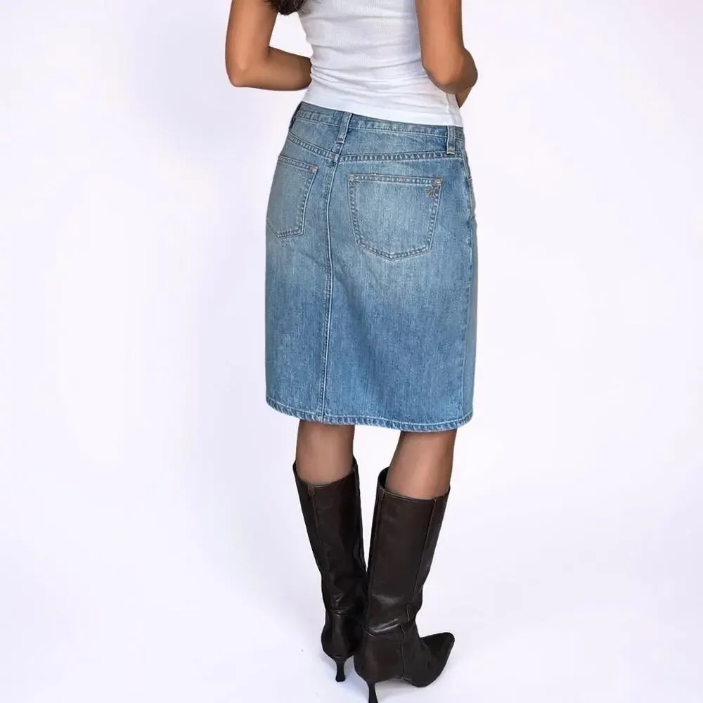 Madewell Light Wash Denim Front Slit Pencil Skirt Size 25